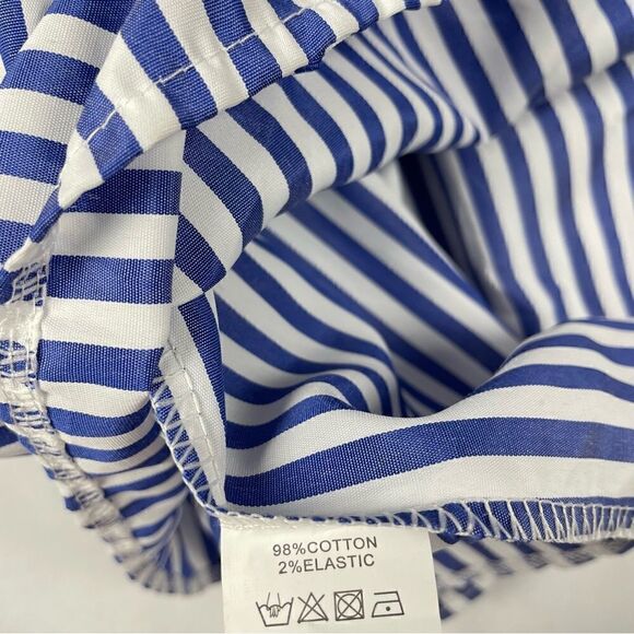 MEI Fashion NWT Off The Shoulder Smocked Striped Mini Dress Women’s S/M - Picture 8 of 9